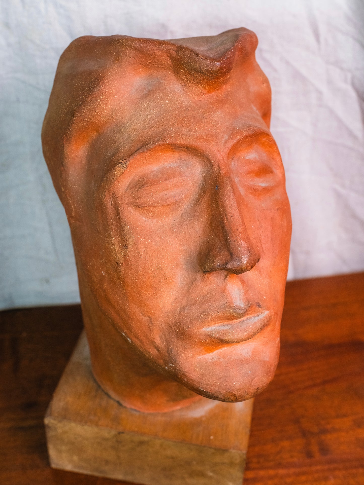 Vintage Handmade Terracotta Masculine Bust Sculpture