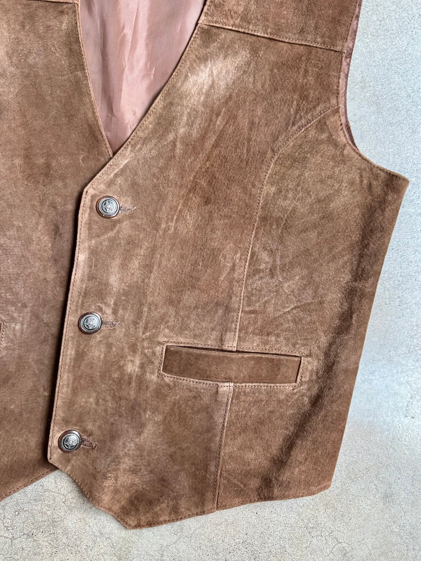 Vintage 1990s Company B Brown Suede Leather Vest | Large