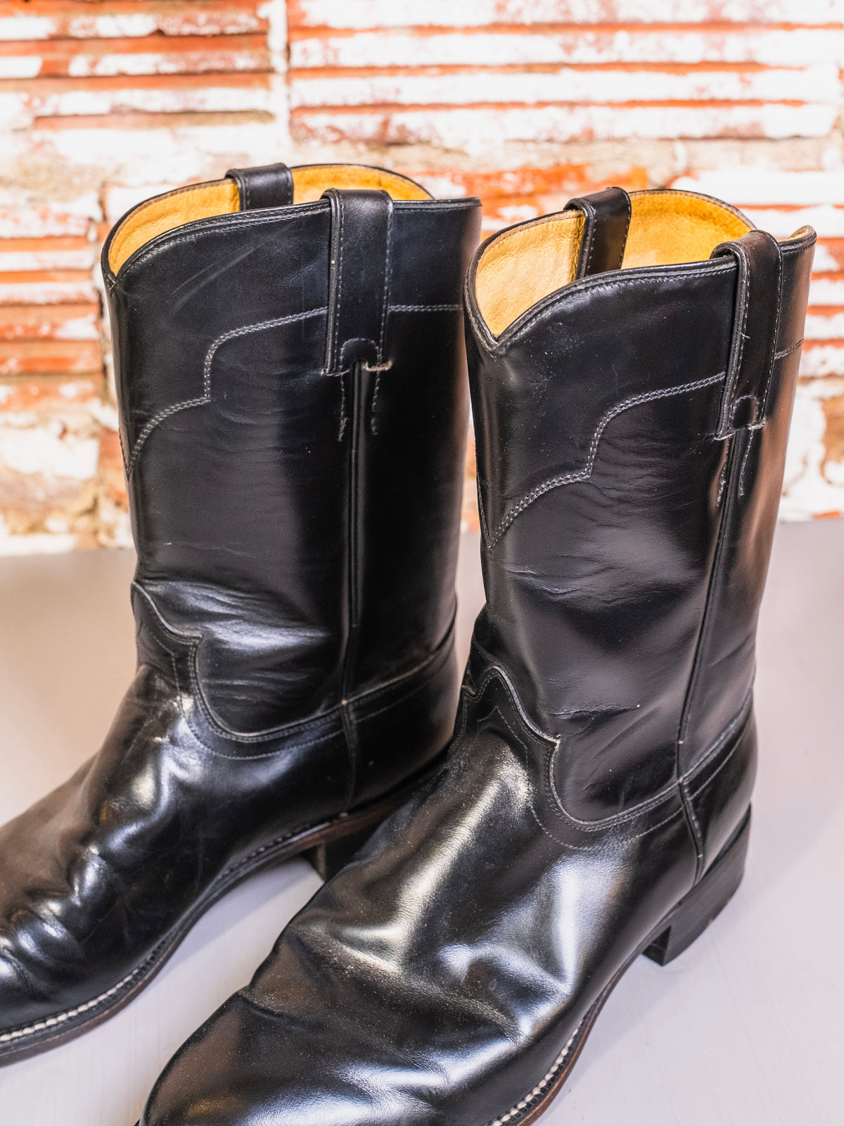 Vintage 1970s/80s Tony Lama Black Leather Western Roper Boots | Men’s 9
