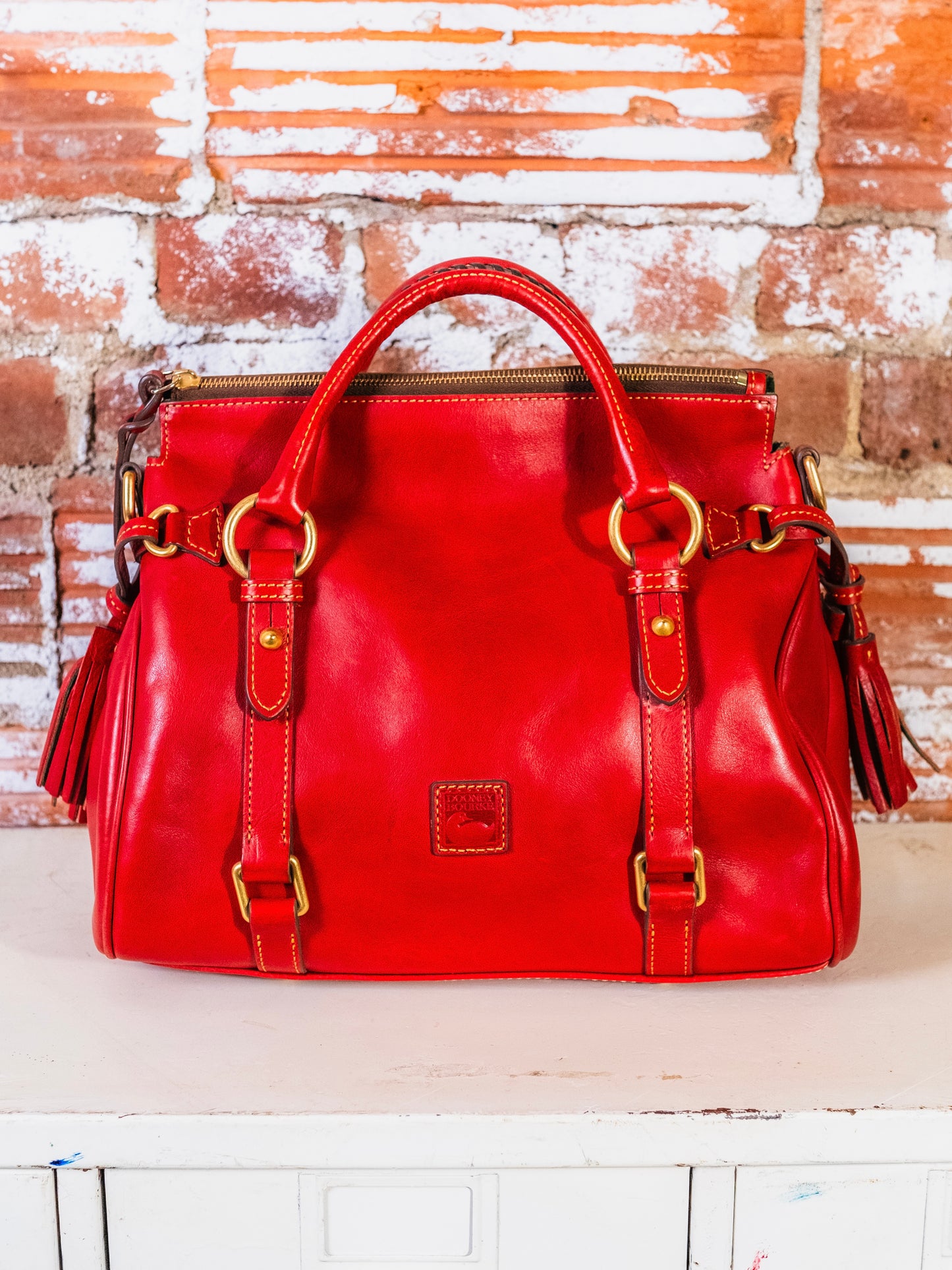 Dooney & Bourke Florentine Leather Satchel Bag | Red