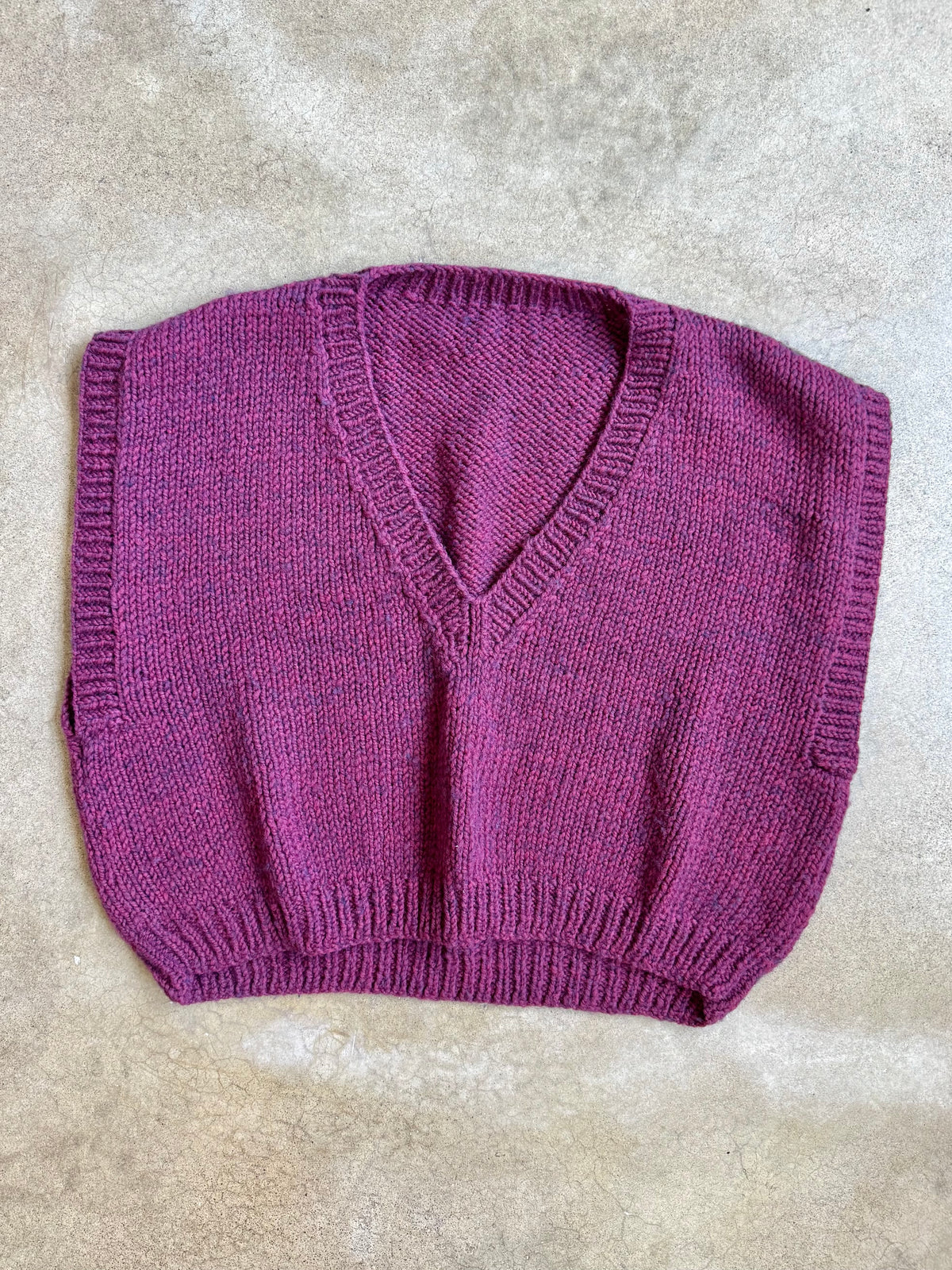 Vintage Handmade Purple Marled Knit Sweater Vest | XL