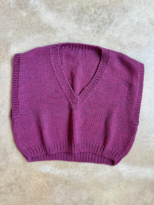 Vintage Handmade Purple Marled Knit Sweater Vest | XL