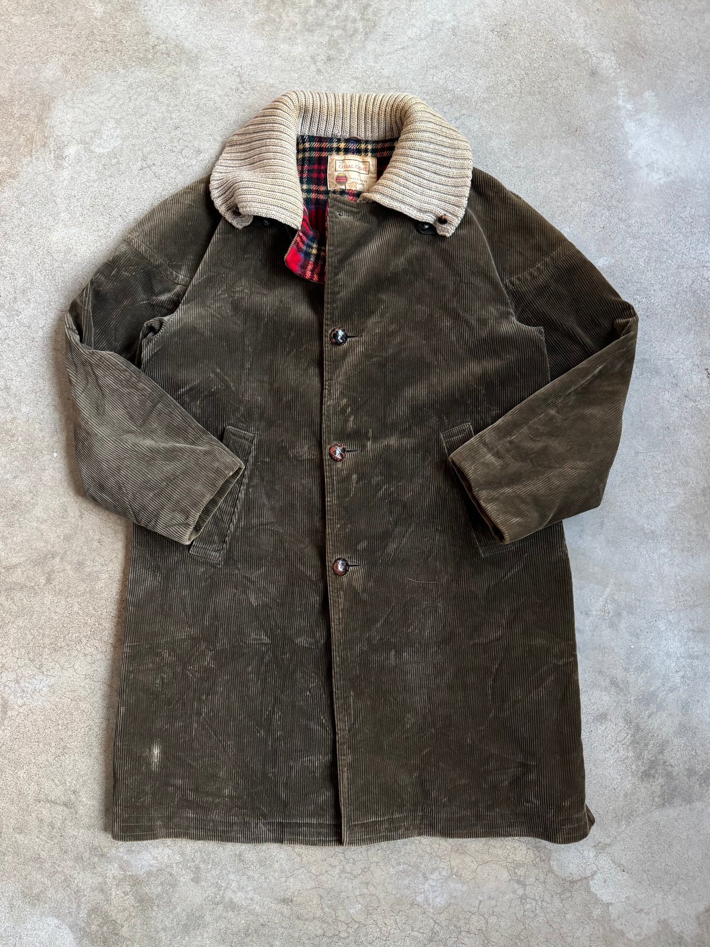 Vintage 1970s Zero King “The Goal Coat” Green Corduroy Wool Lined Winter Jacket | 40