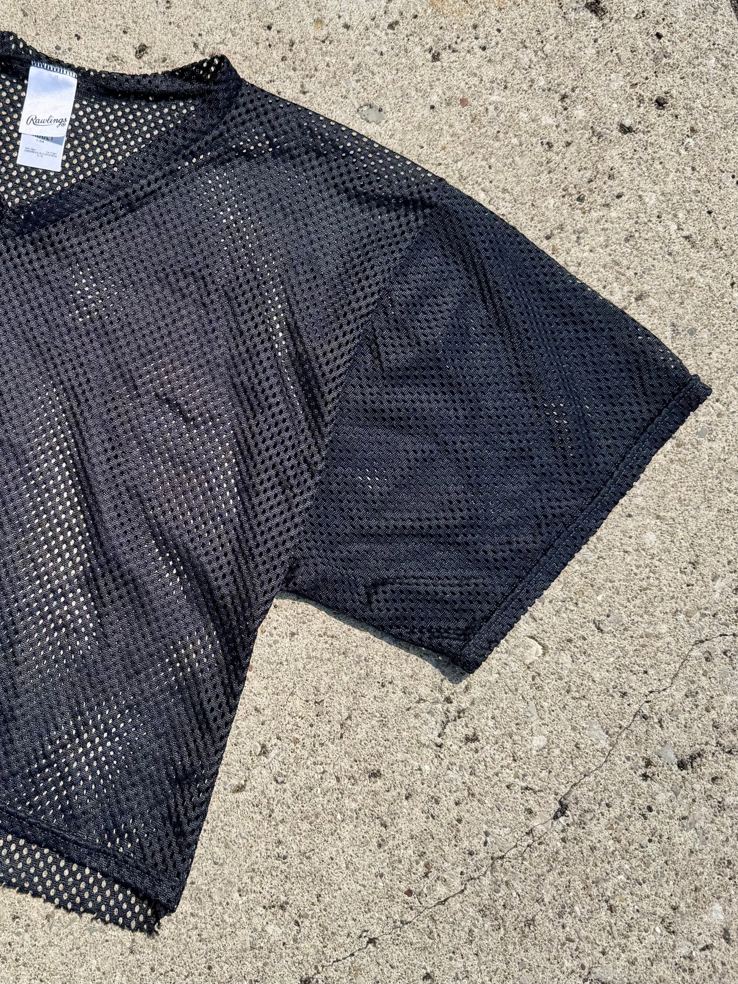Rawlings Black Mesh Cropped Football Jersey | S/M