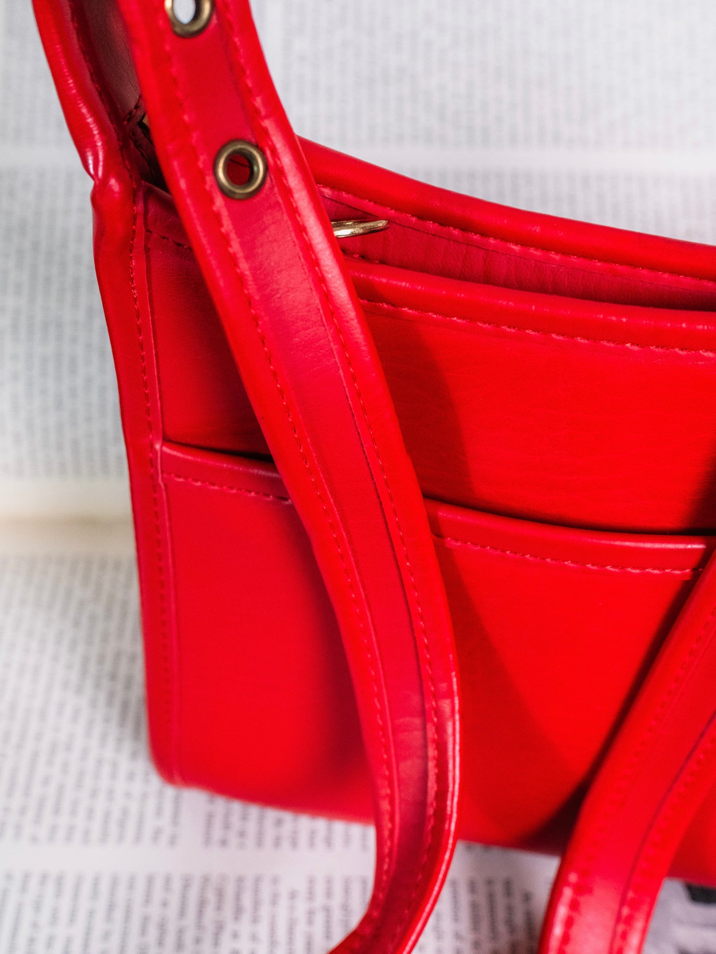 Vintage 1970s Red Leather Coach-Style Crossbody Bag