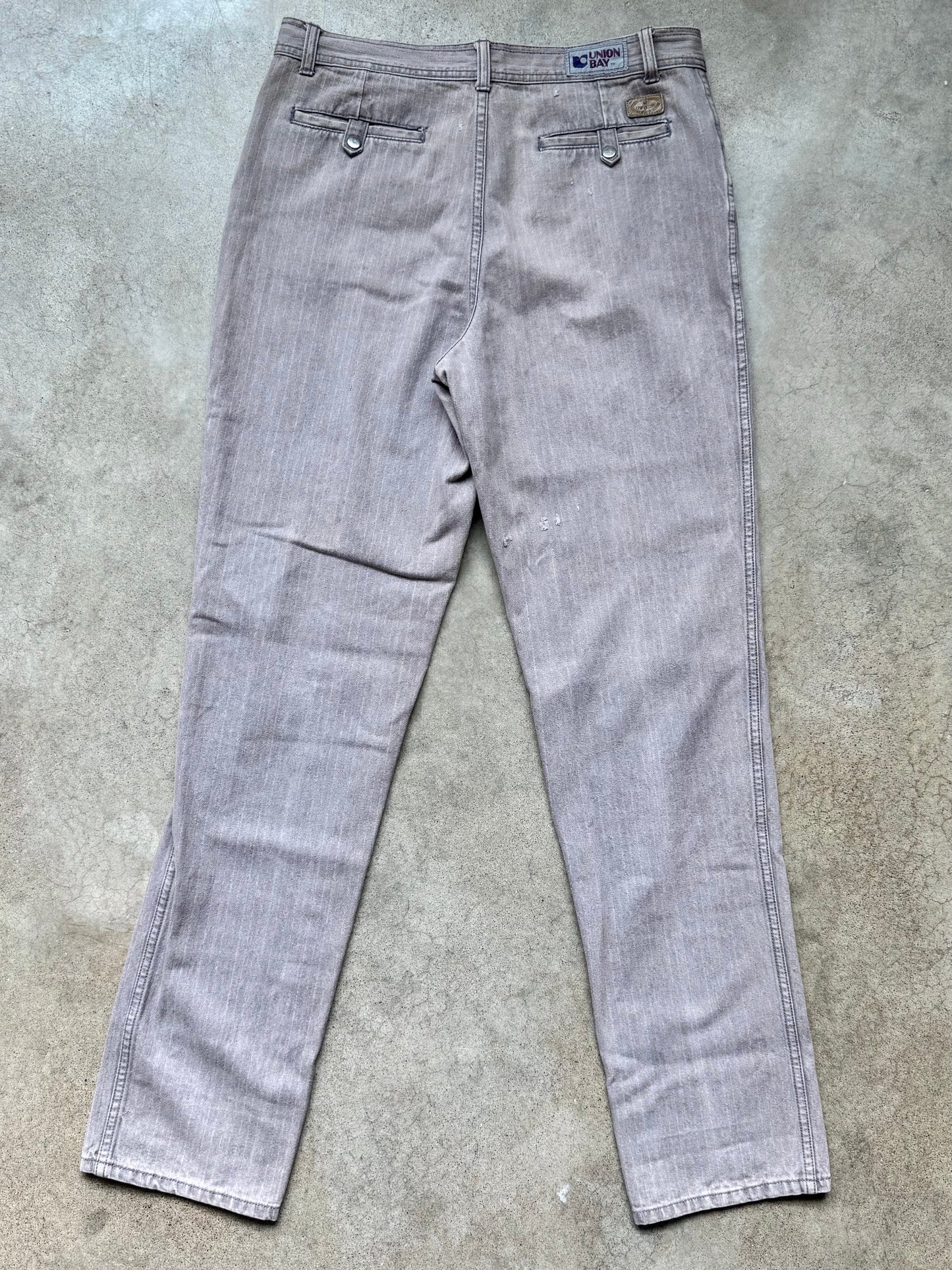 Vintage Unionbay Faded Grey Stripe Straight Leg Jeans | Waist 34”