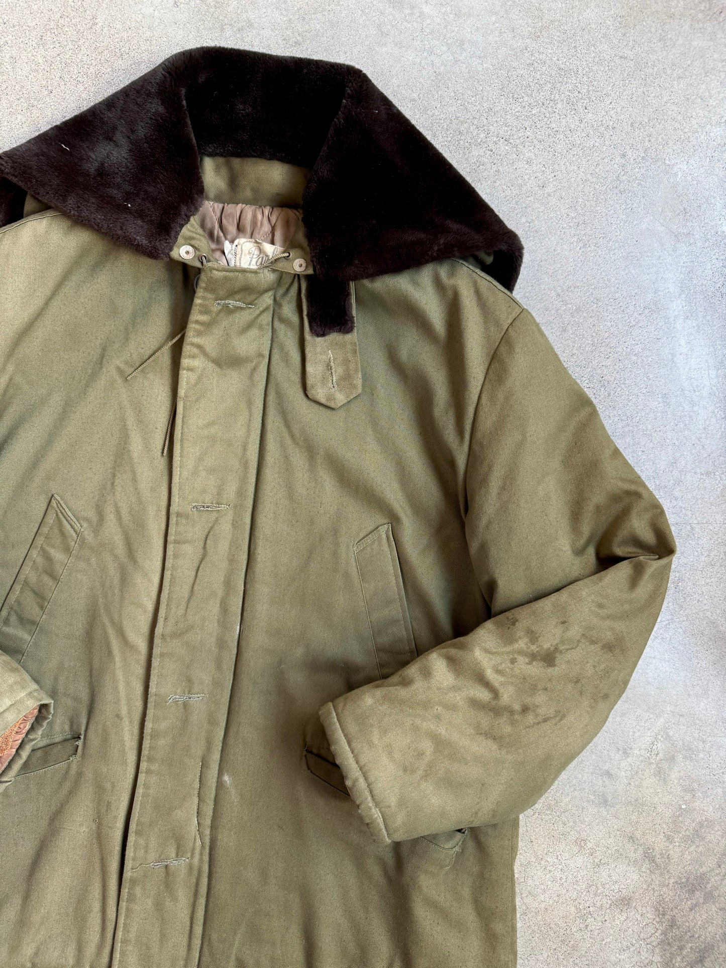 Vintage 1940s/50s Distressed Military Parka Jacket | Large