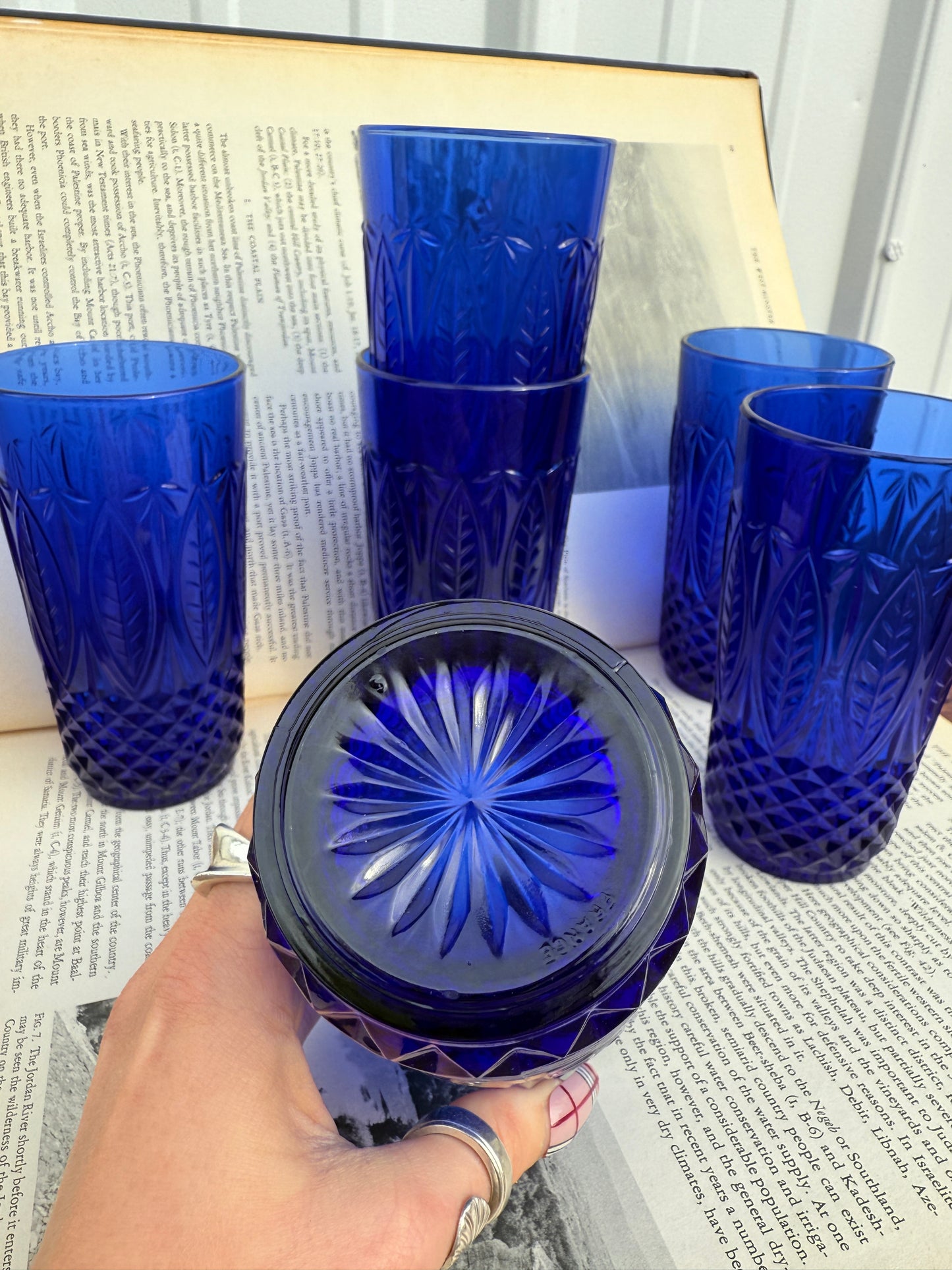 Vintage 1980s Avon Cobalt Blue Royal Sapphire Glass Tumblers | Set of 6