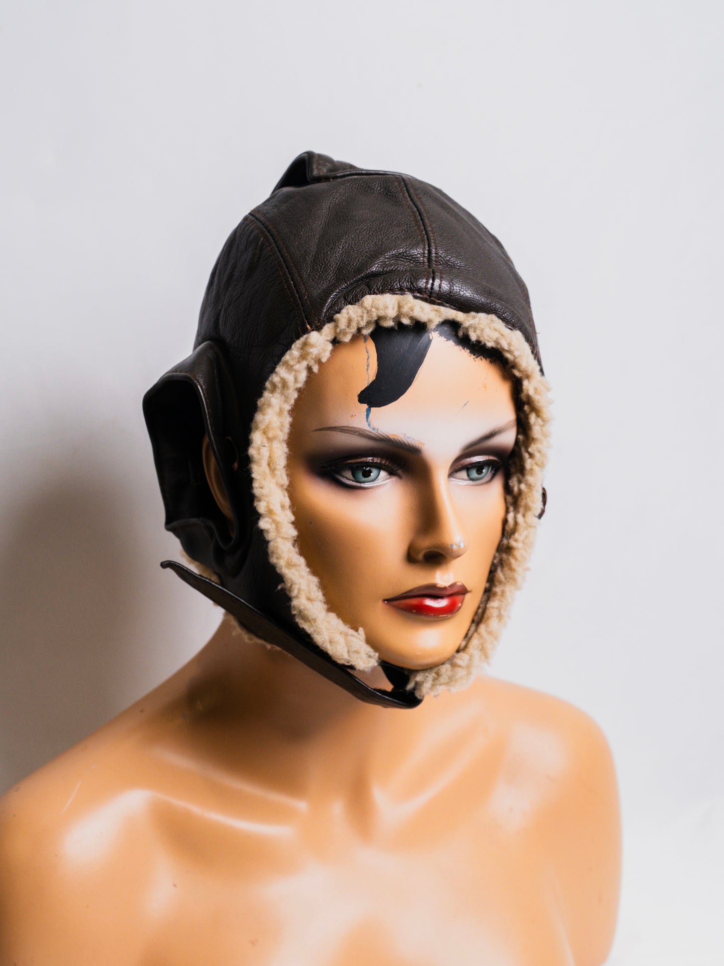 Perrone Leather Aviation Sherpa-Lined Bomber Cap