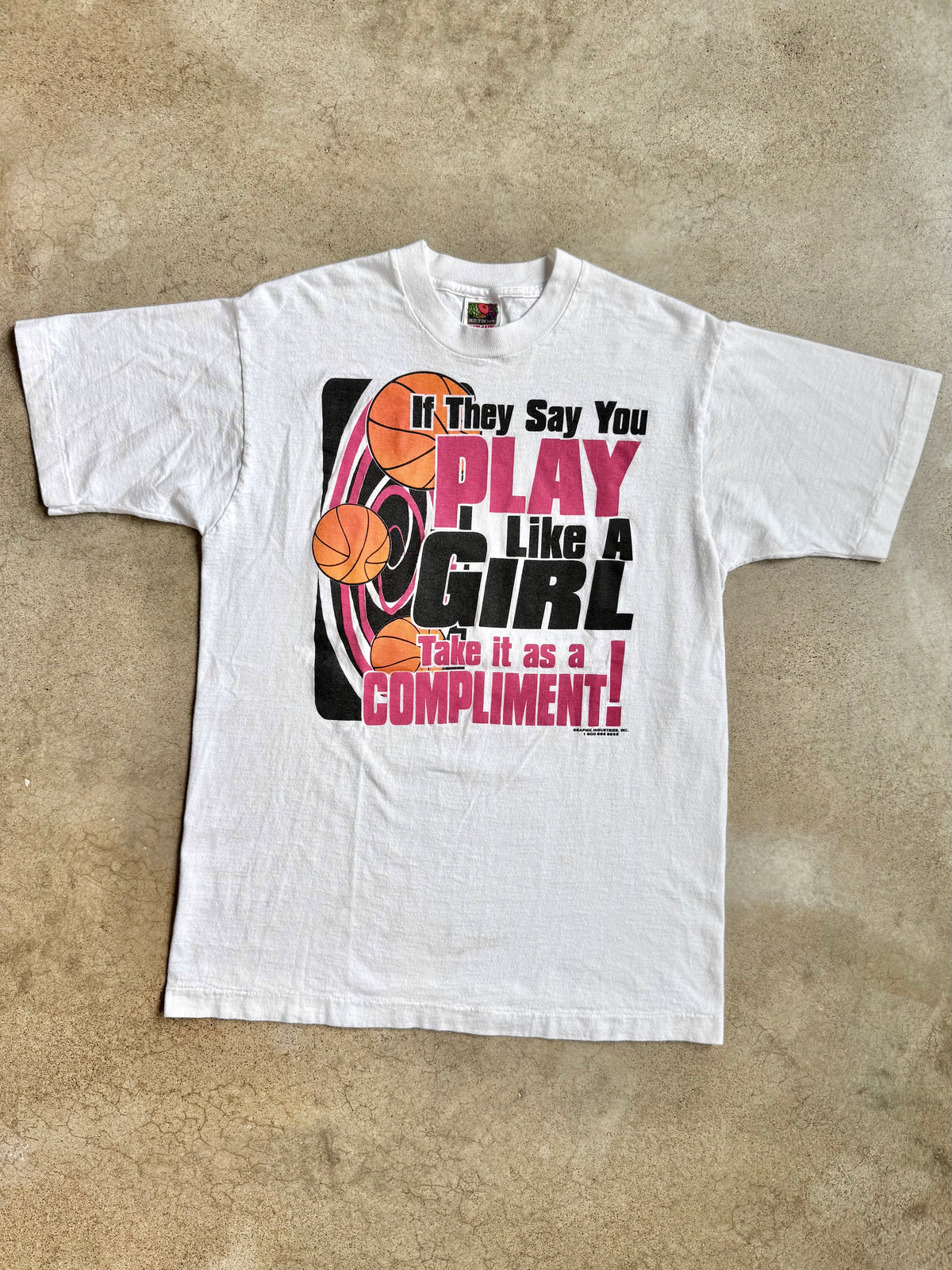 Vintage 1990s "Play Like a Girl" Graphic Tee | Medium