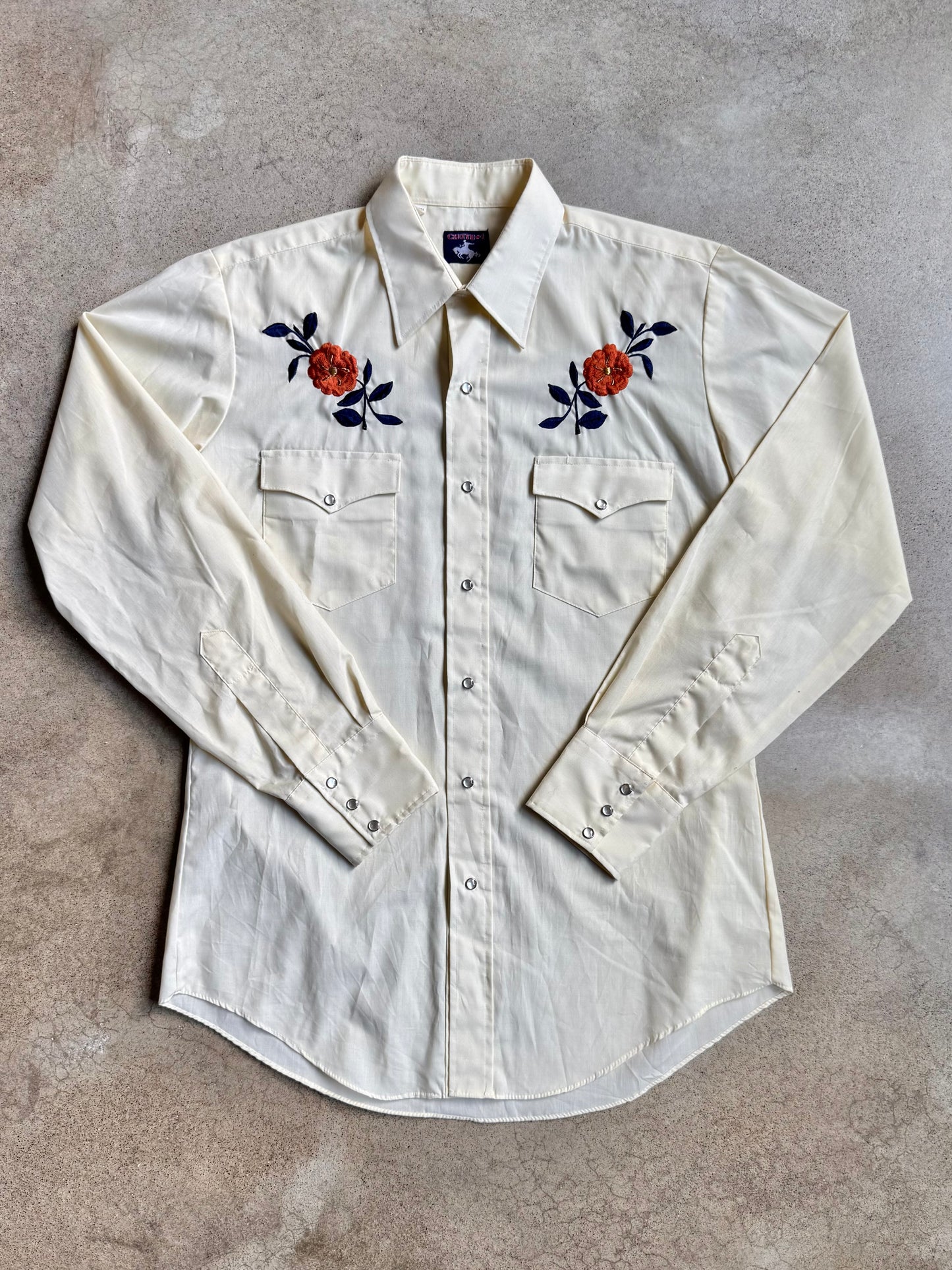 Vintage 1970s Chute #1 Floral Embroidered Western Pearl Snap Shirt | Medium
