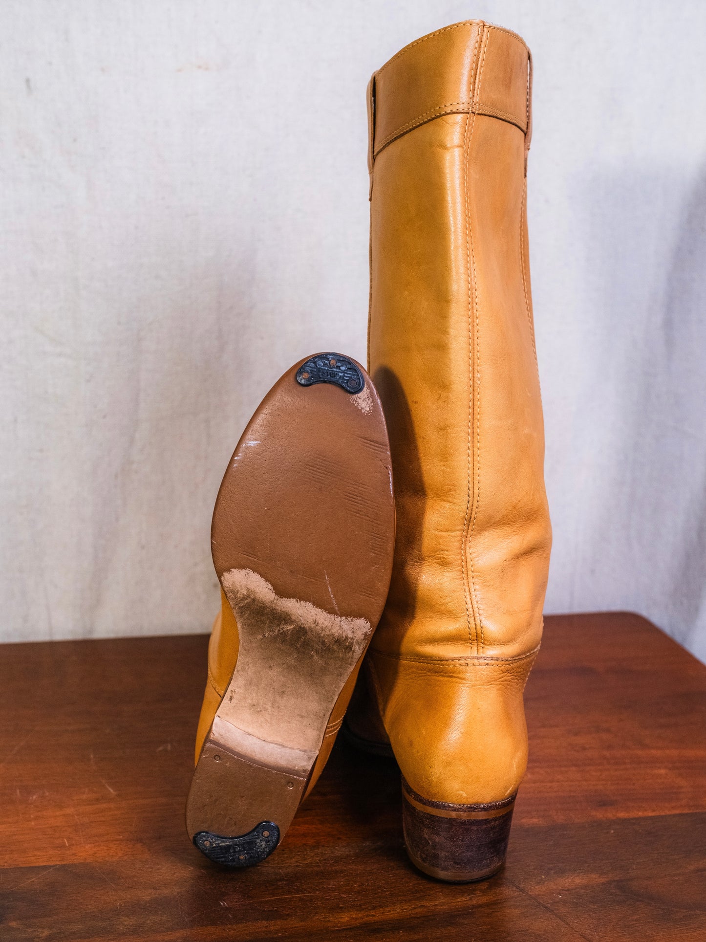 Vintage Tan Leather Knee-High Riding Boots | Women’s 10
