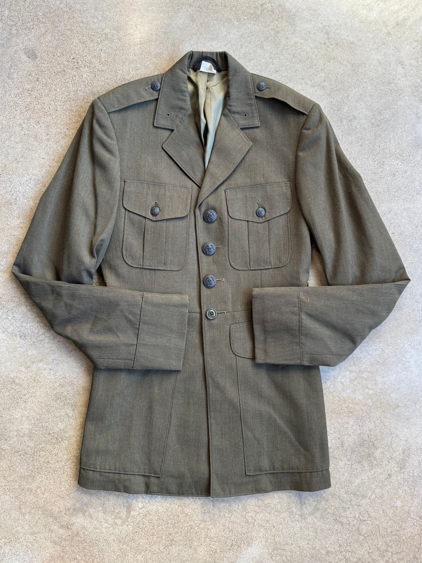 Vintage 1980s U.S. Marine Corps. Military Issue Wool Two-Piece Dress Suit | 37L