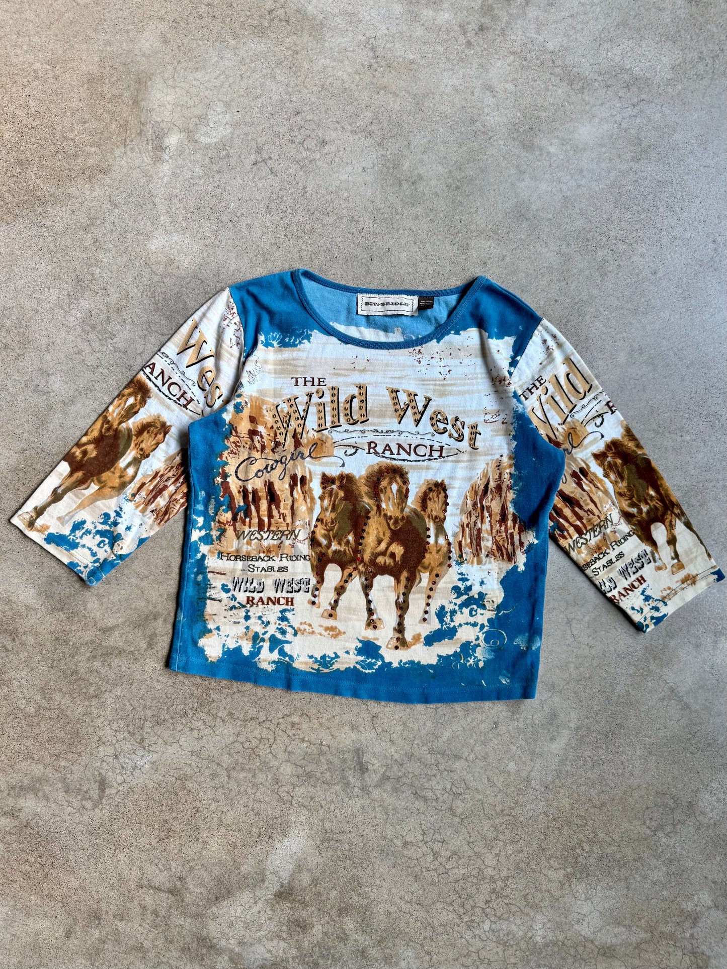 2000s Bit & Bridle Wild West Sequin Graphic Top | Large