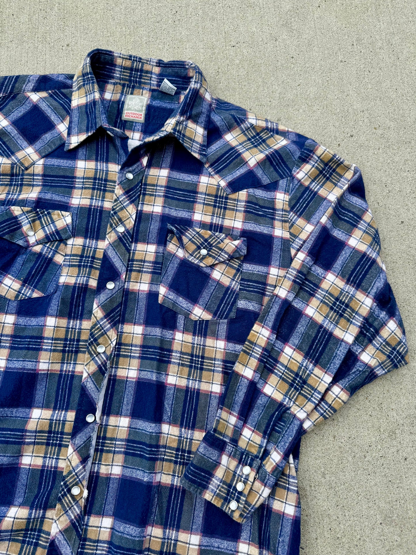 Vintage 1980s/90s Outdoor Exchange Blue Plaid Flannel Shirt | XXL