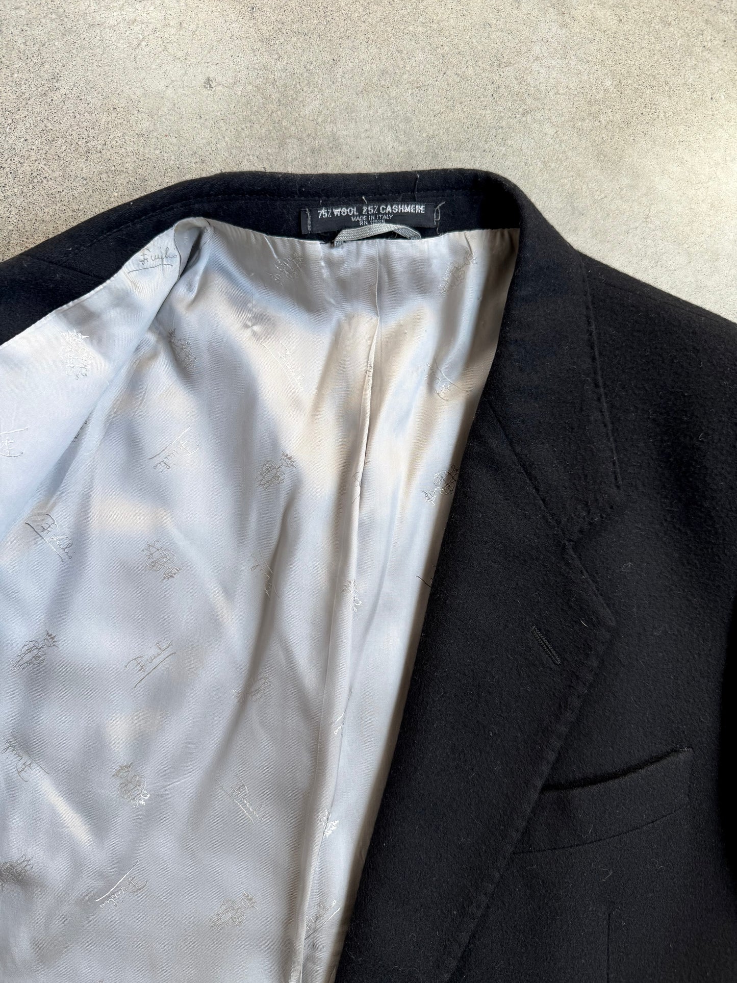 Vintage 1980s Vivara by Emilio Pucci Black Wool & Cashmere Suit Jacket | 42