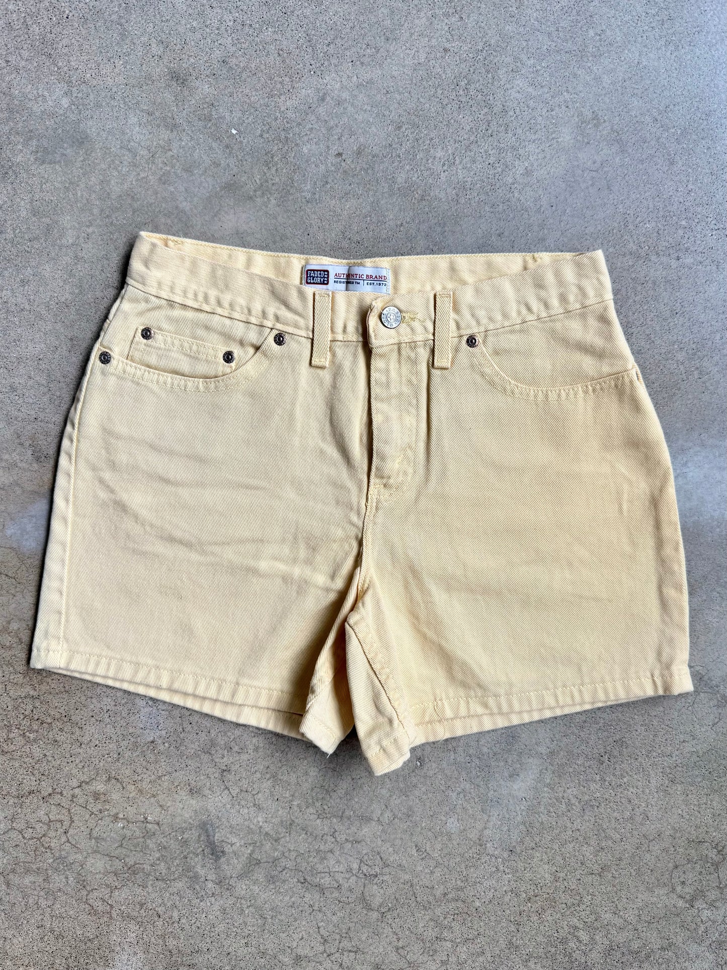 2000s Faded Glory Yellow Denim Shorts | Small
