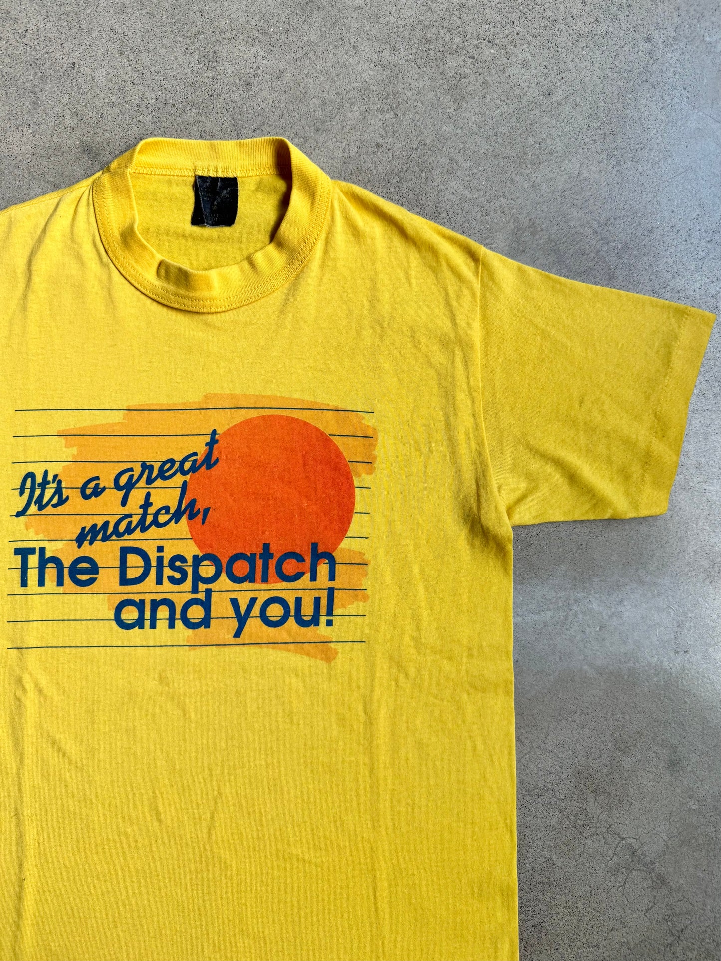 Vintage 1980s Yellow Columbus Dispatch Graphic Tee | Medium