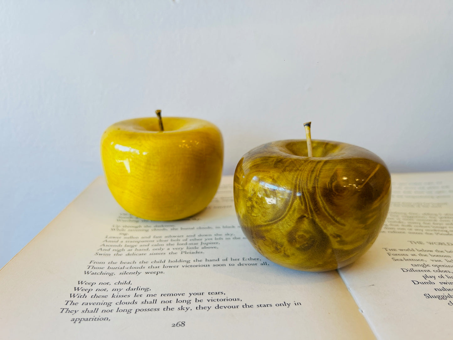 Vintage Chinese Wood Apples | Set of 2