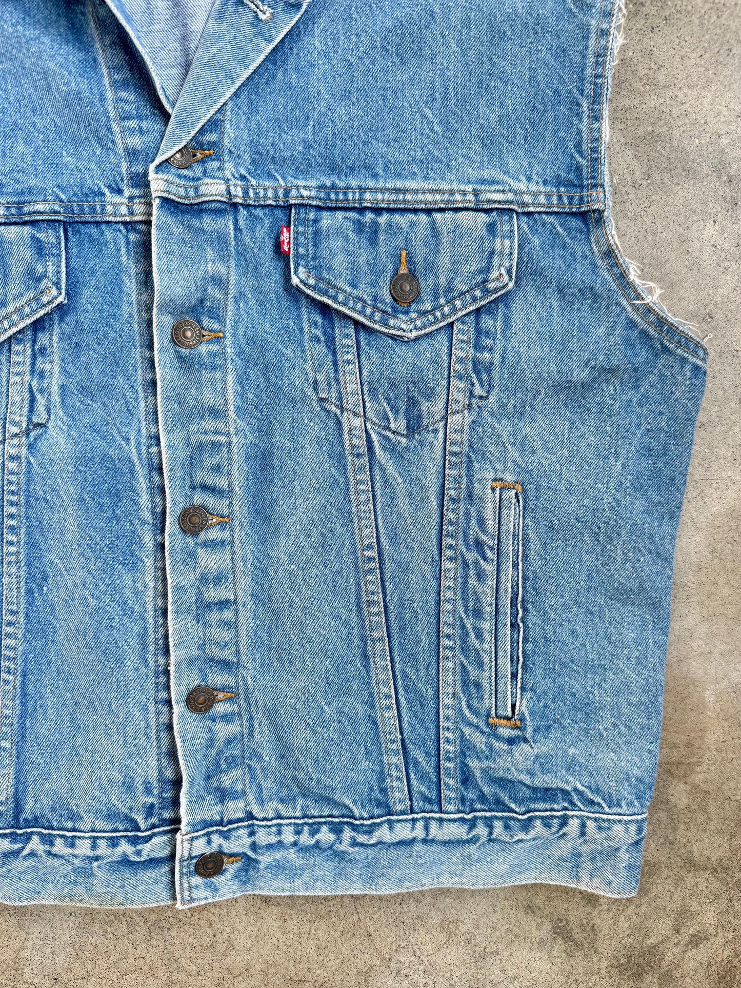 Vintage 1980s Levi's Red Tab Cut-Off Denim Vest | Large