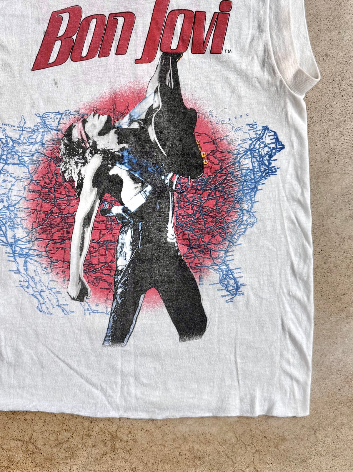 Vintage 1980s Bon Jovi Slippery When Wet Tour Sleeveless Graphic Tee | Medium