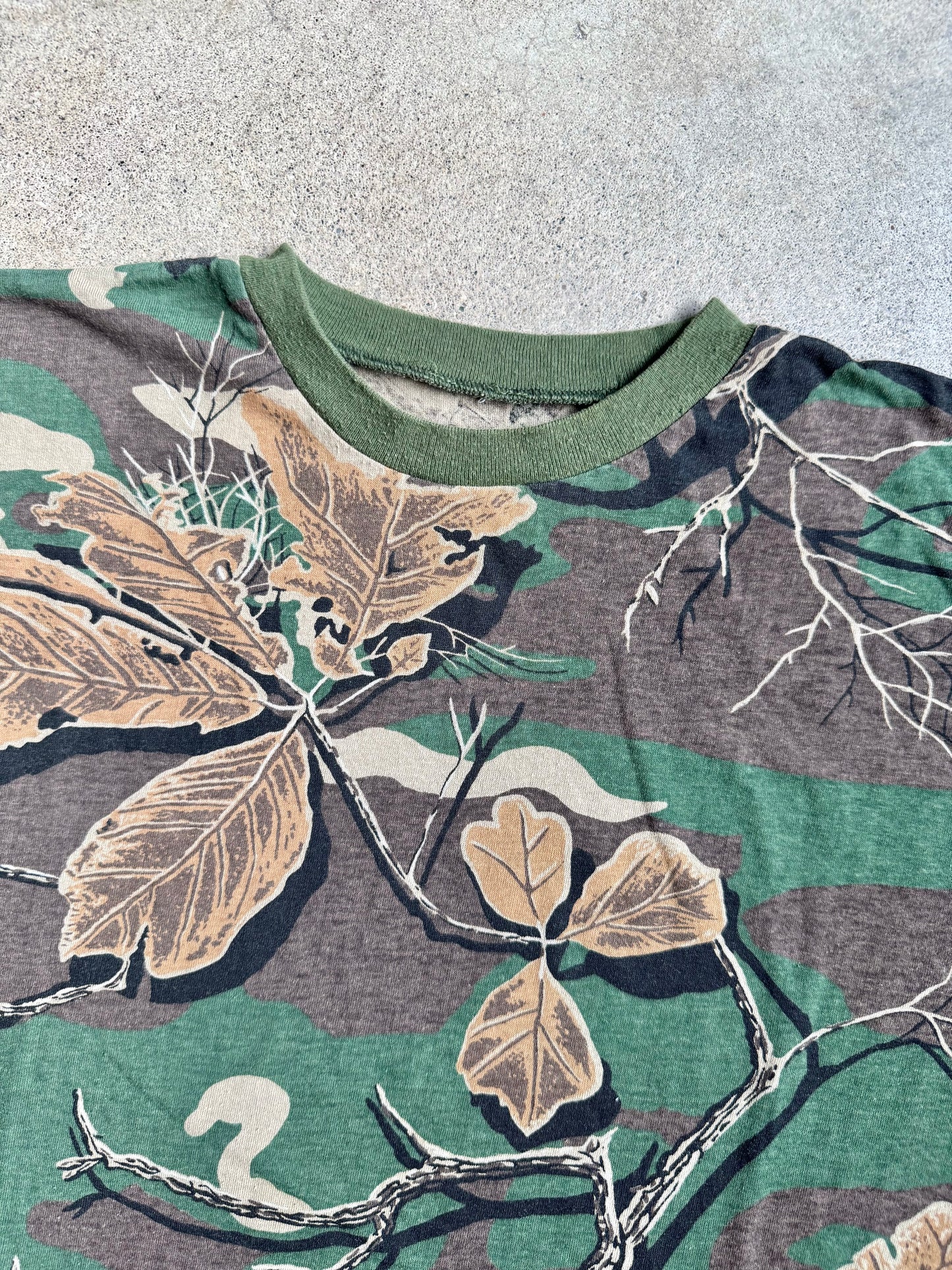 Vintage 1980s Woodland Plus Camo Tee | XL