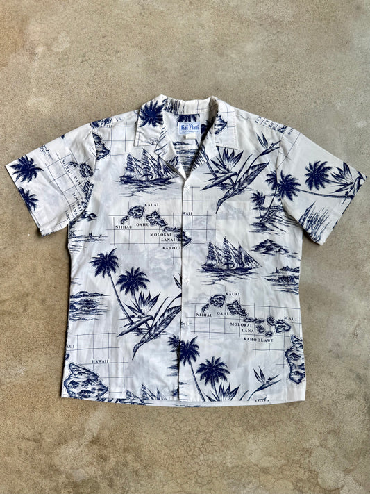 Vintage Kai Nani Hawaiian Islands Printed Shirt | Large