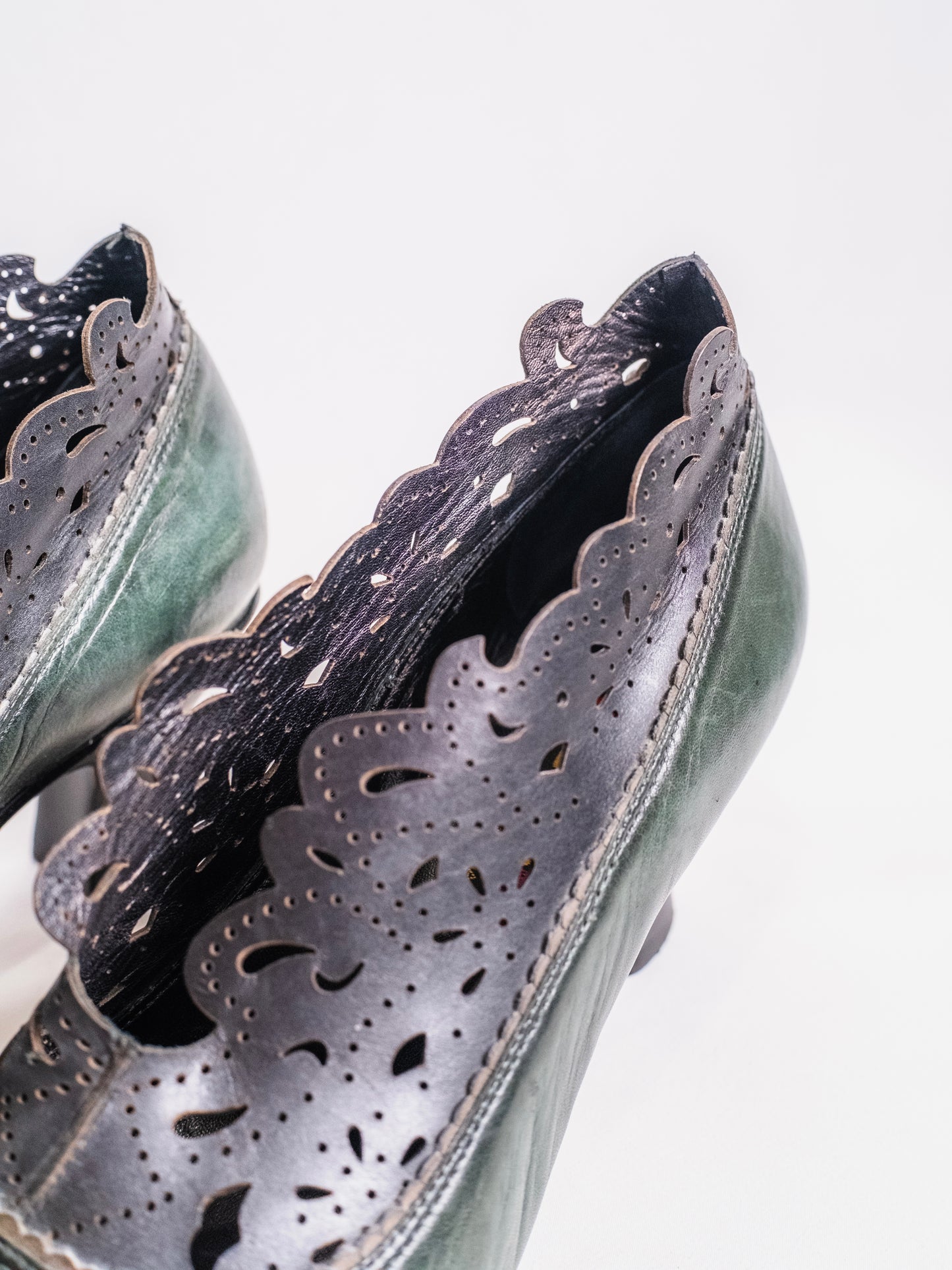 Vintage 1980s B.Z. Moda Victorian-Style Leather Heels | Women’s 8