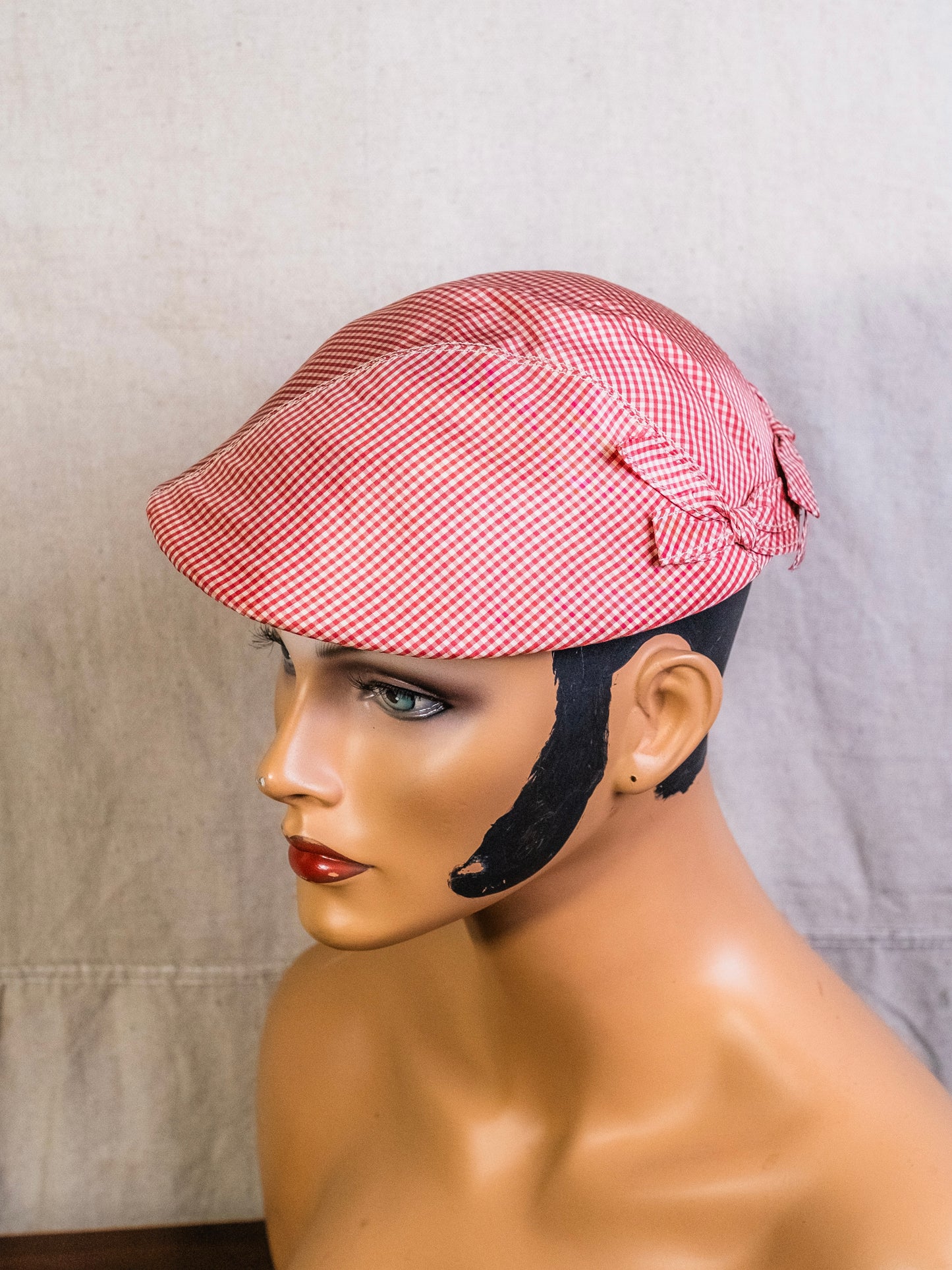 Vintage 1950s E. Von Besack Red Gingham Hat