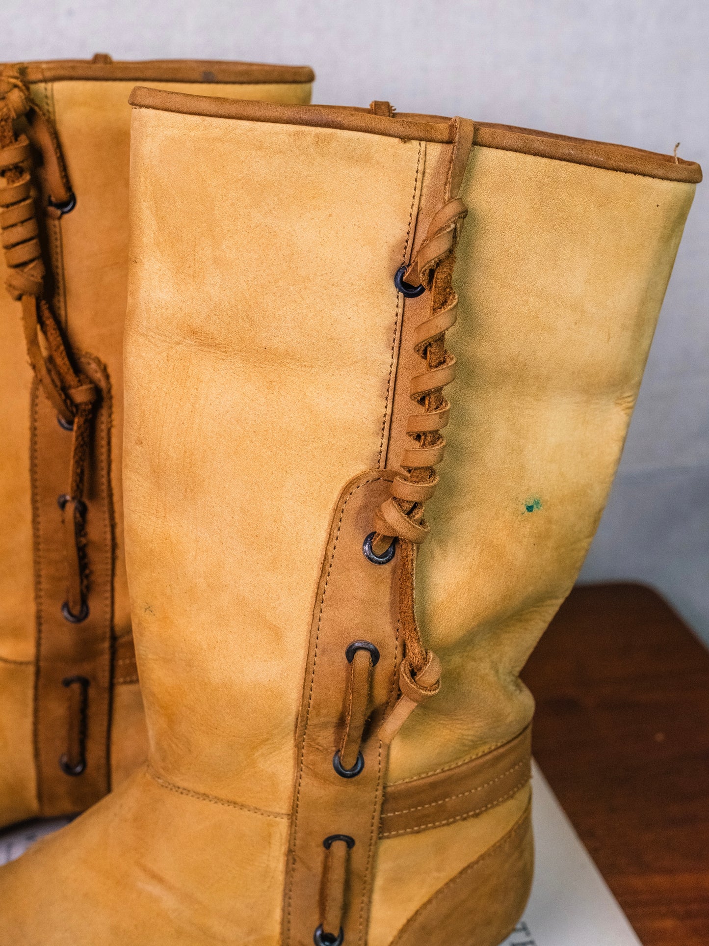 Vintage 1970s Maine Woods Tan Suede Leather Mid-Calf Boots | Women’s 7.5