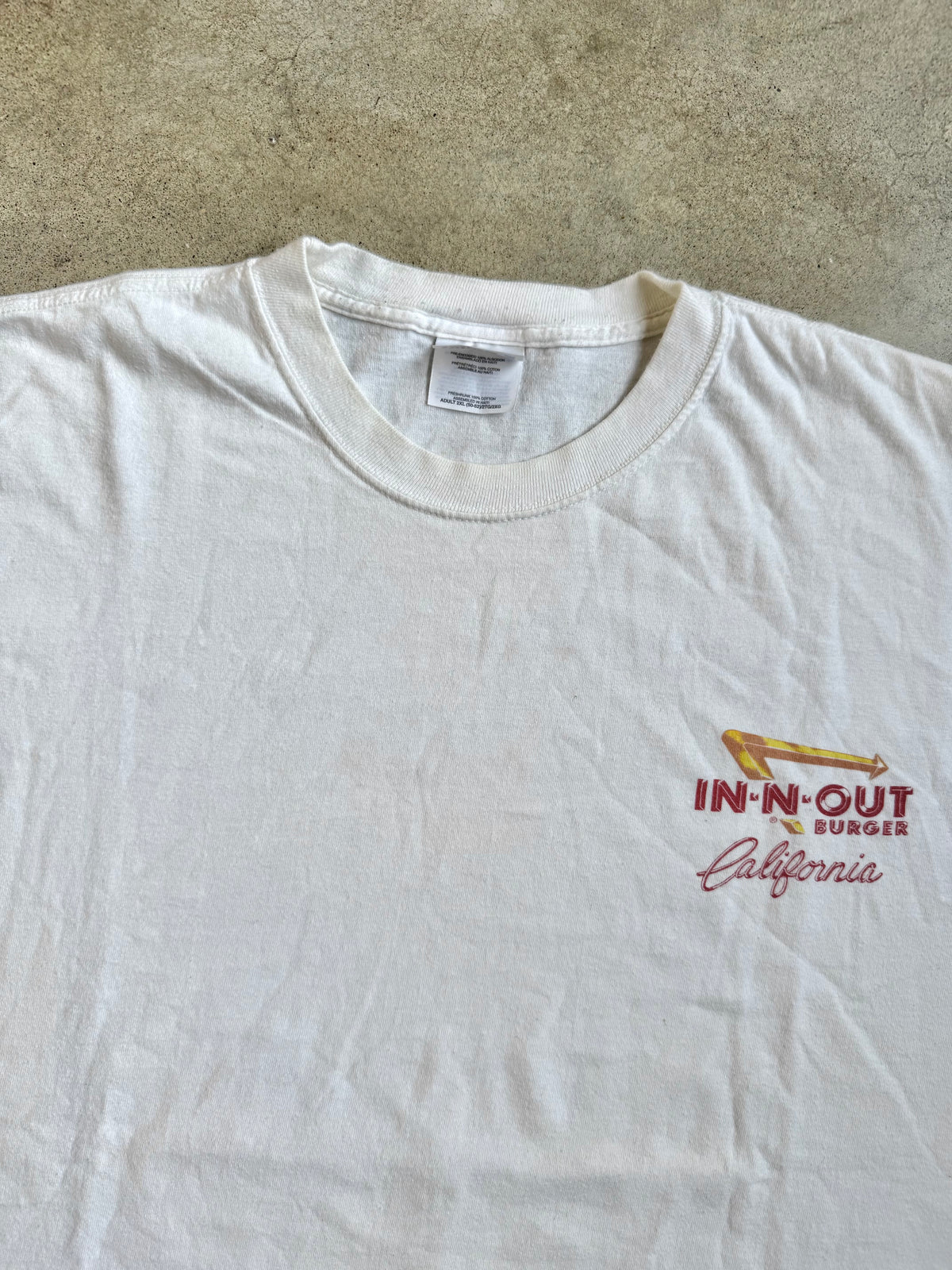 Vintage 2002 In-N-Out Burger White Cotton Graphic Tee | 2XL