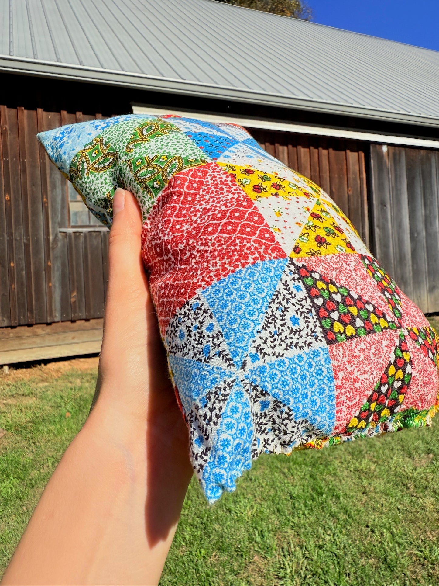 Vintage 1970s Handmade Patchwork Throw Pillows | Set of 2