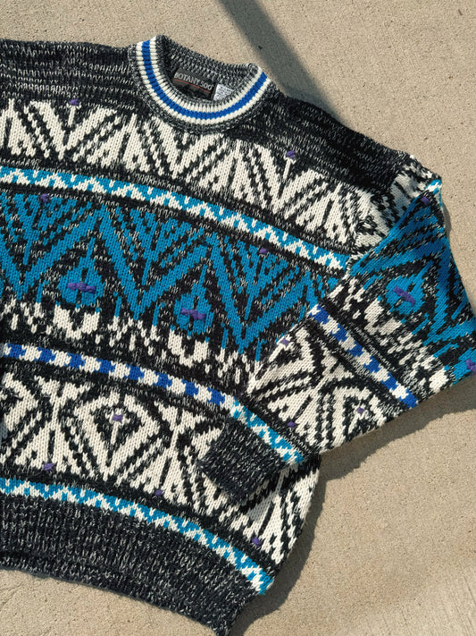 Vintage 1980s/90s Botany 500 Patterned Crewneck Ski Sweater