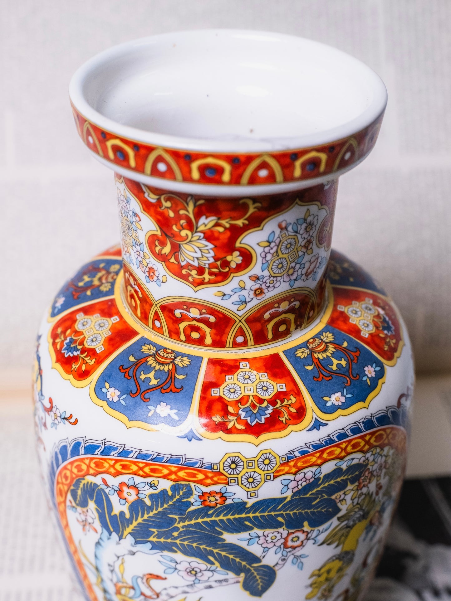 Vintage 1950s Eken Ceramic Foo Dog Painted Vase