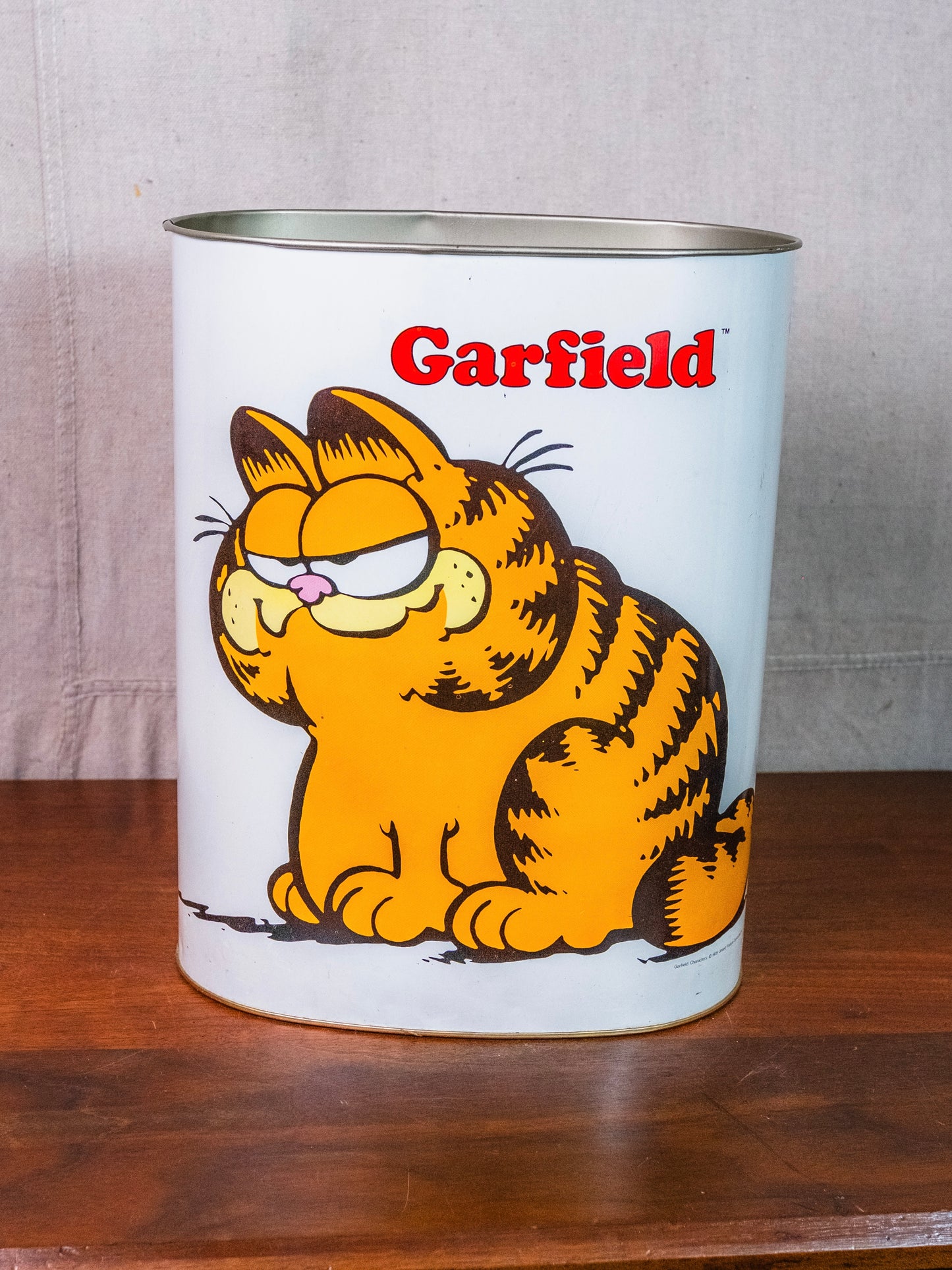 Vintage 1970s Garfield Metal Waste Basket