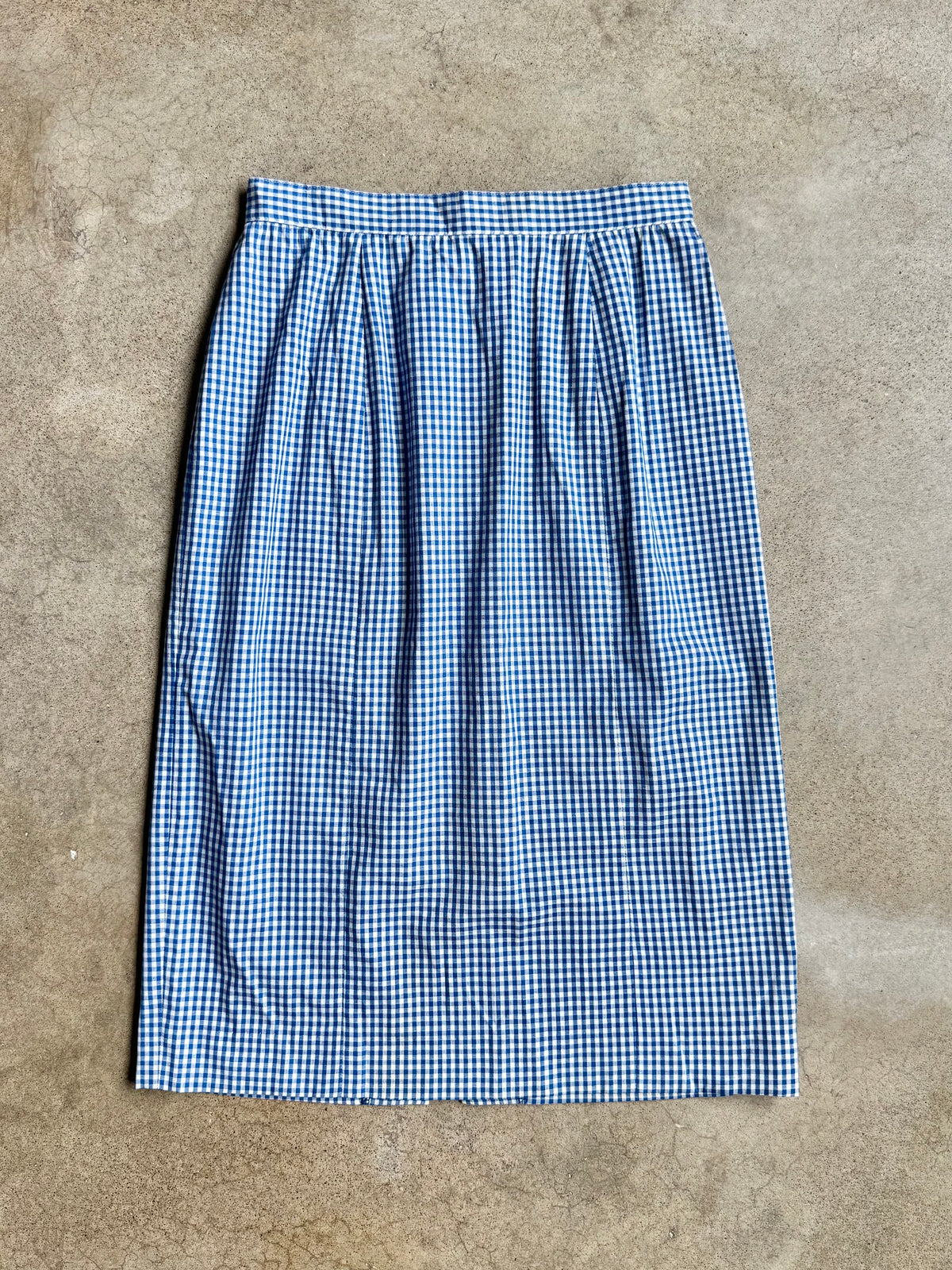 Vintage 1960s Handmade Blue Gingham Two-Piece Skirt Set | XS/S