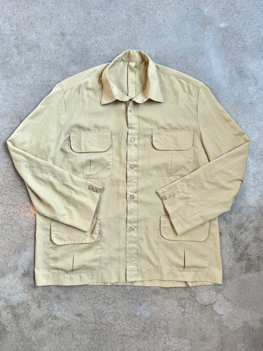 Vintage 1960s Khaki Safari-Style Utility Jacket | Large