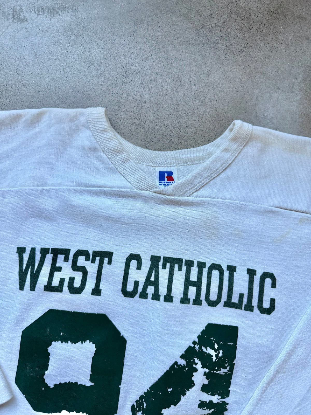 Vintage 1980s/90s Russell Athletic West Catholic Football Jersey Tee | XXL