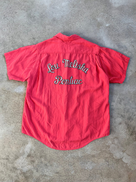 Vintage 1950s Marlboro Sportswear "Lou Meliska Pontiac" Chainstitch Embroidered Shirt | Large