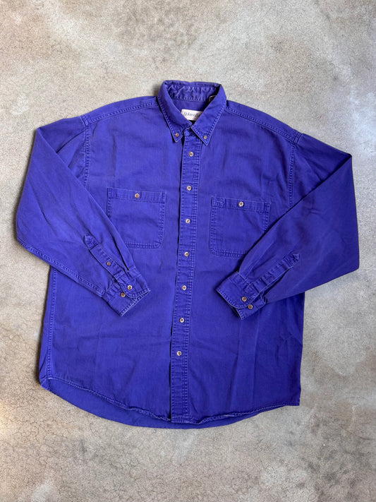 Vintage 1990s St. John’s Bay Purple Cotton Button-Down Shirt | Large