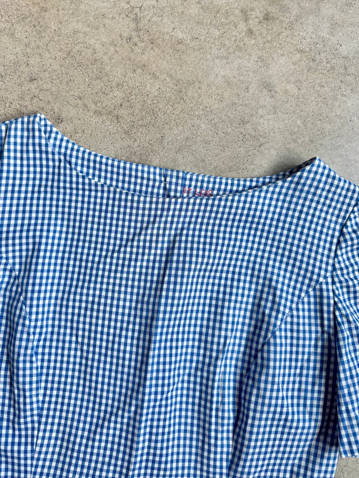 Vintage 1960s Handmade Blue Gingham Two-Piece Skirt Set | XS/S