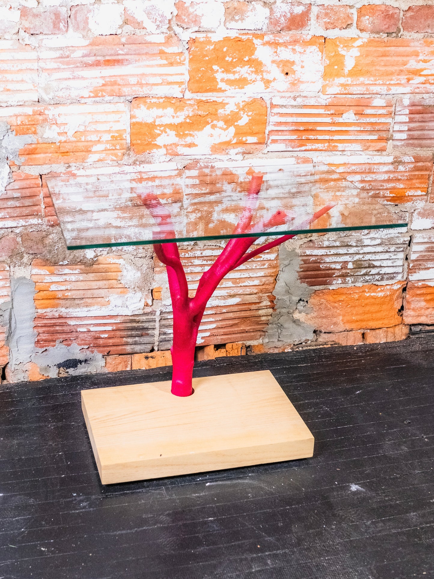 Harry Allen for Areaware Glass Top Pink Branch Table