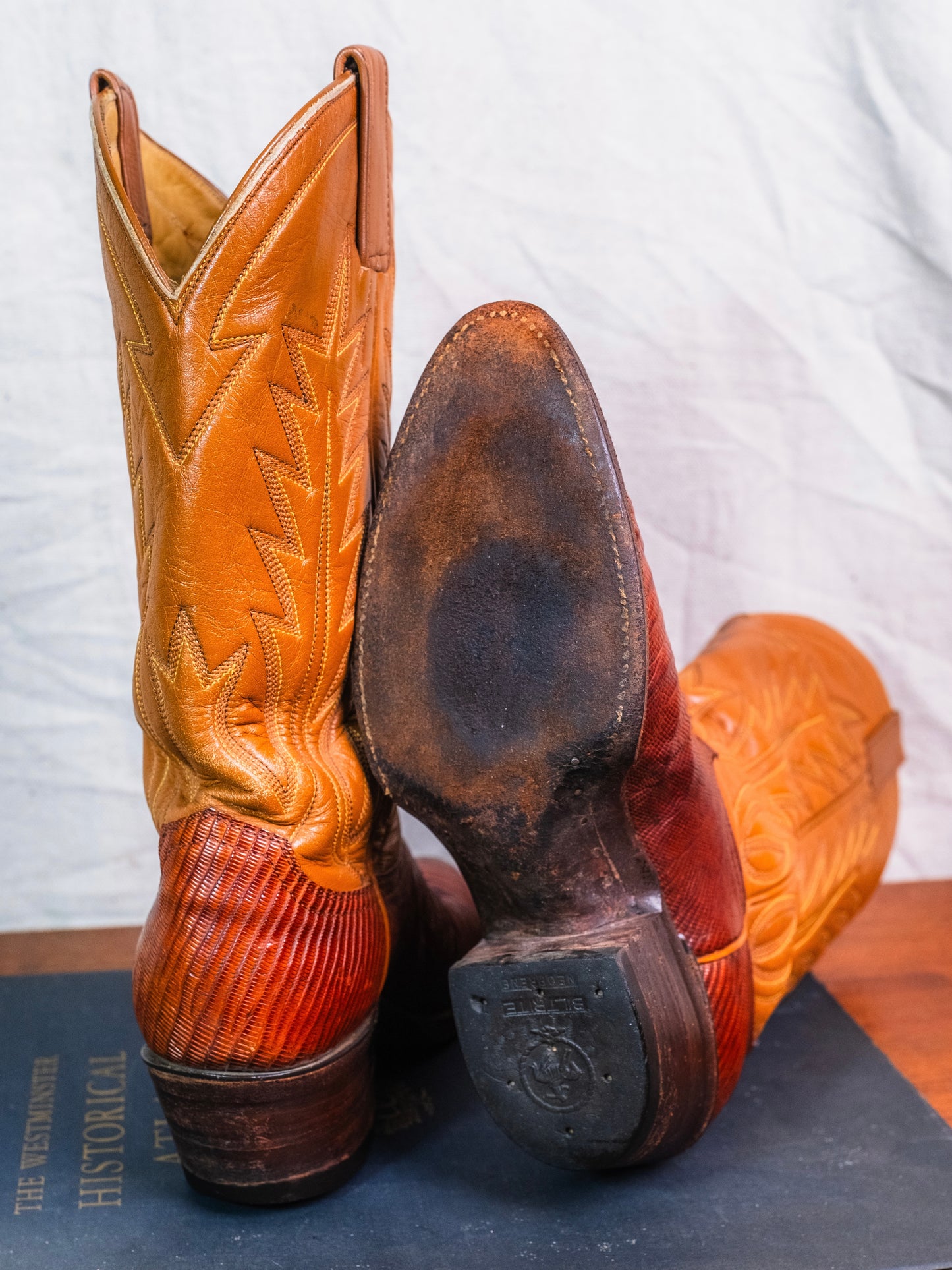 Vintage 1970s Brown Leather & Lizard Skin Cowboy Boots | Women’s 7.5