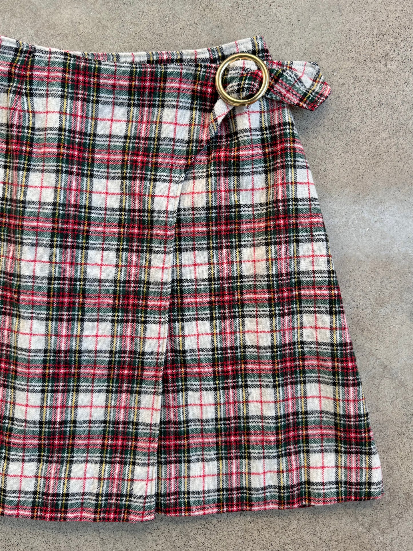 Vintage 1970s Plaid Wool Mini Wrap Skirt | Waist 26”