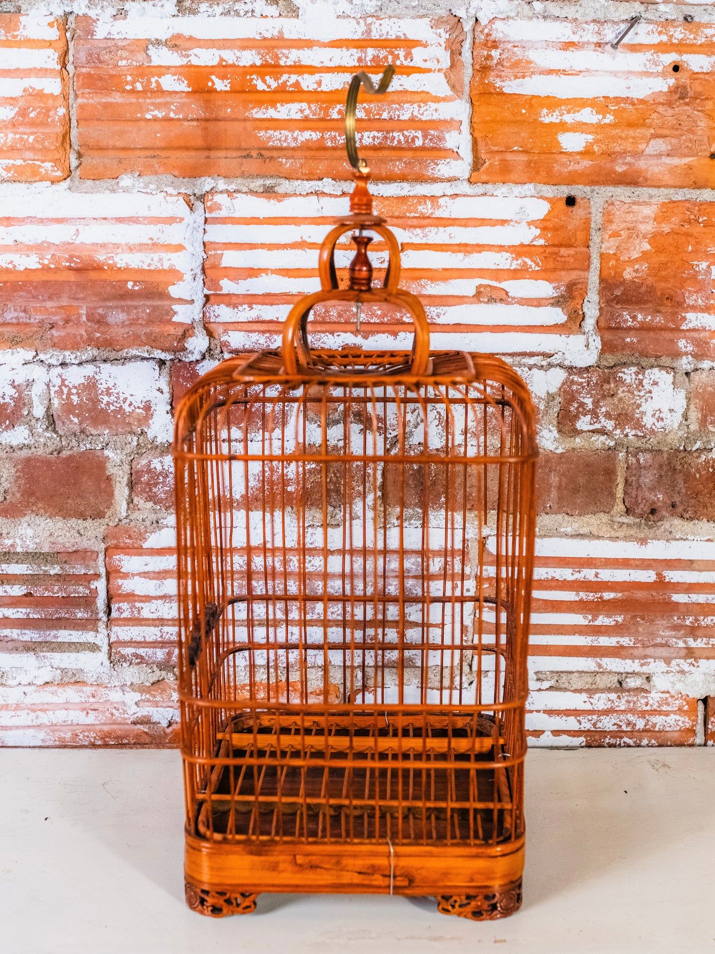 Vintage Asian-Style Bamboo Hanging Bird Cage