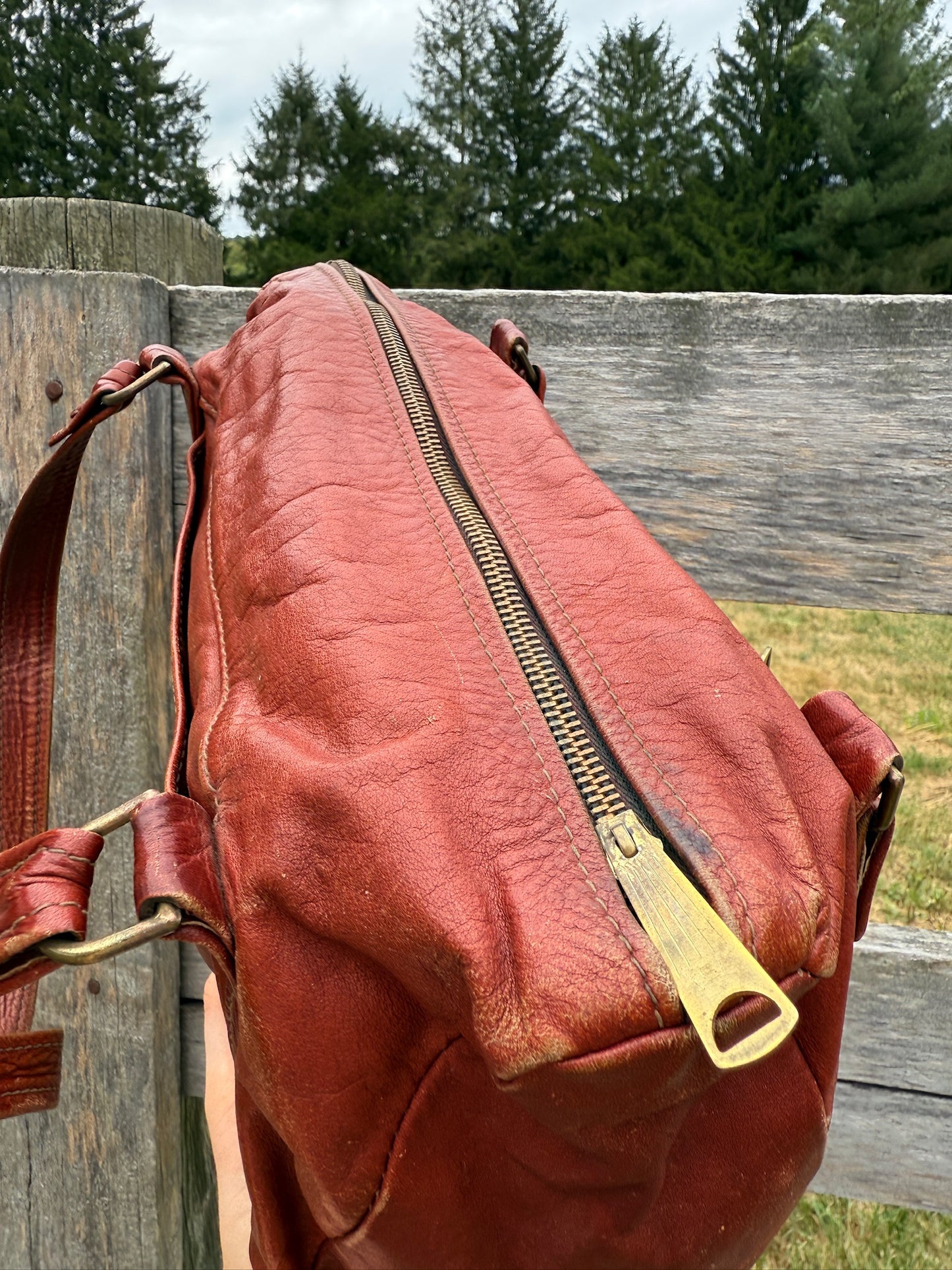 Vintage 1970s Burgundy Leather Shoulder Bag