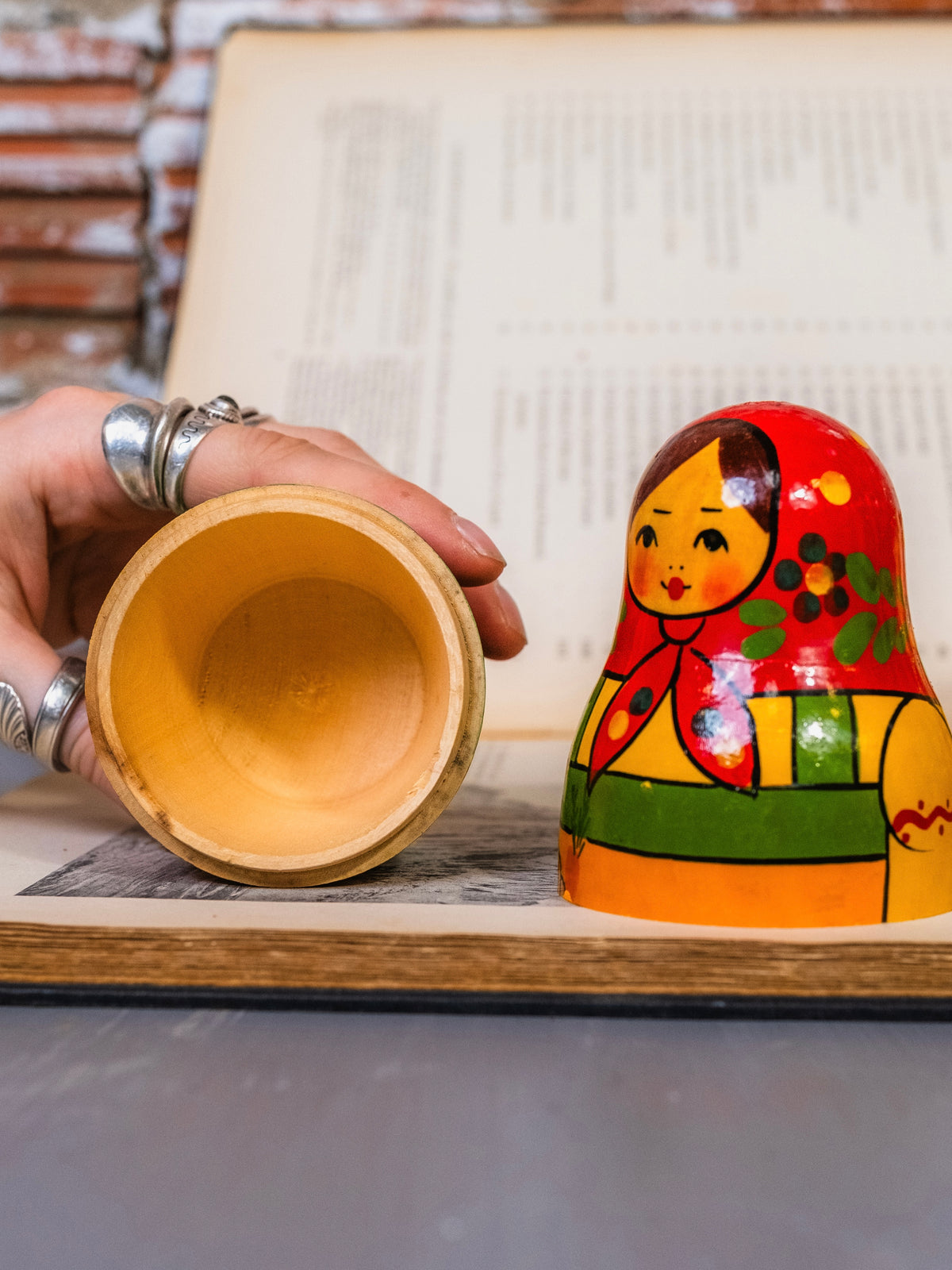 Vintage Hand-Painted Wooden Russian Matryoshka Nesting Doll