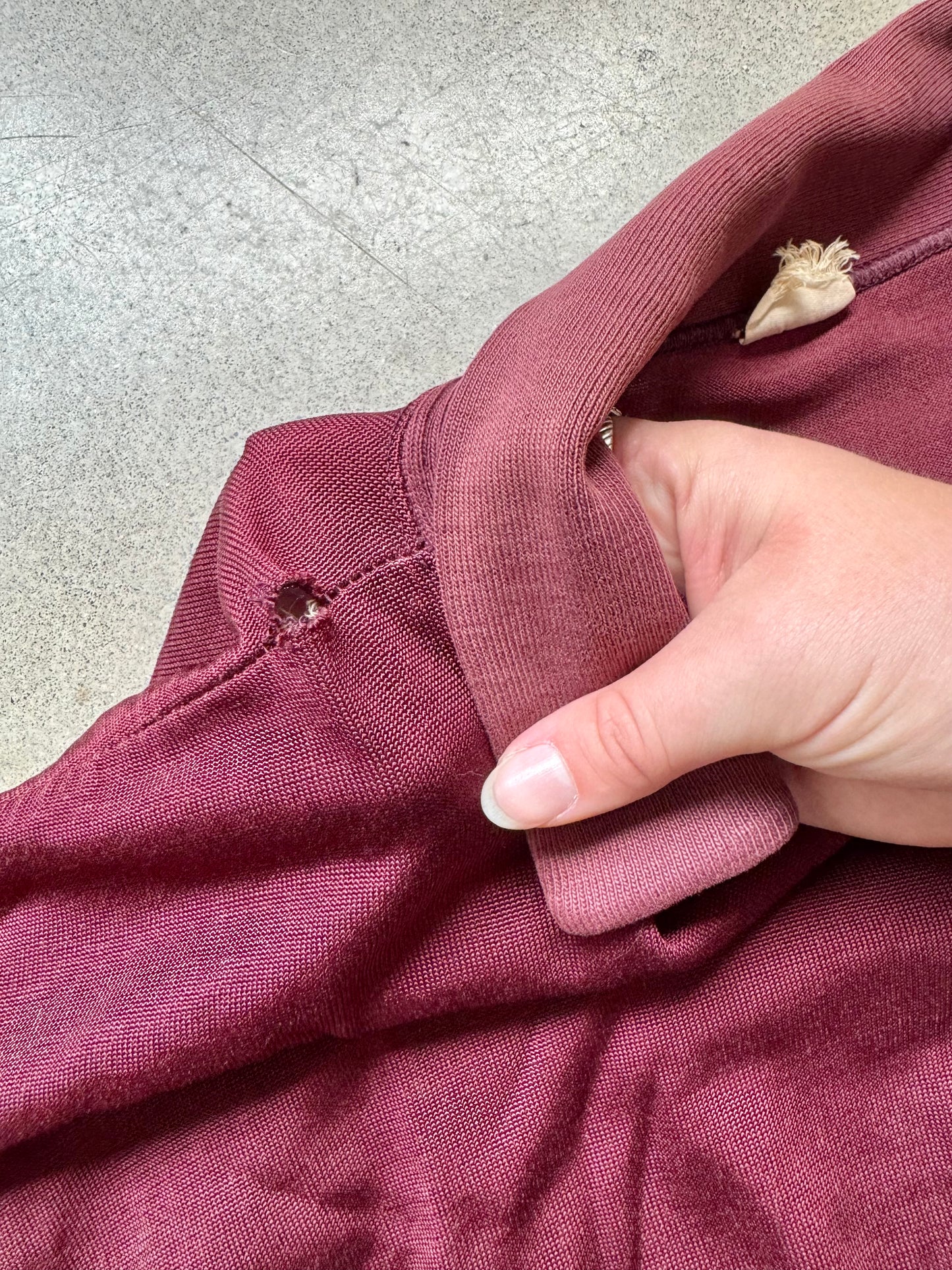 Vintage 1960s Champion Burgundy “Linden Eagles Staff” Quarter-Zip Polo Shirt | Large