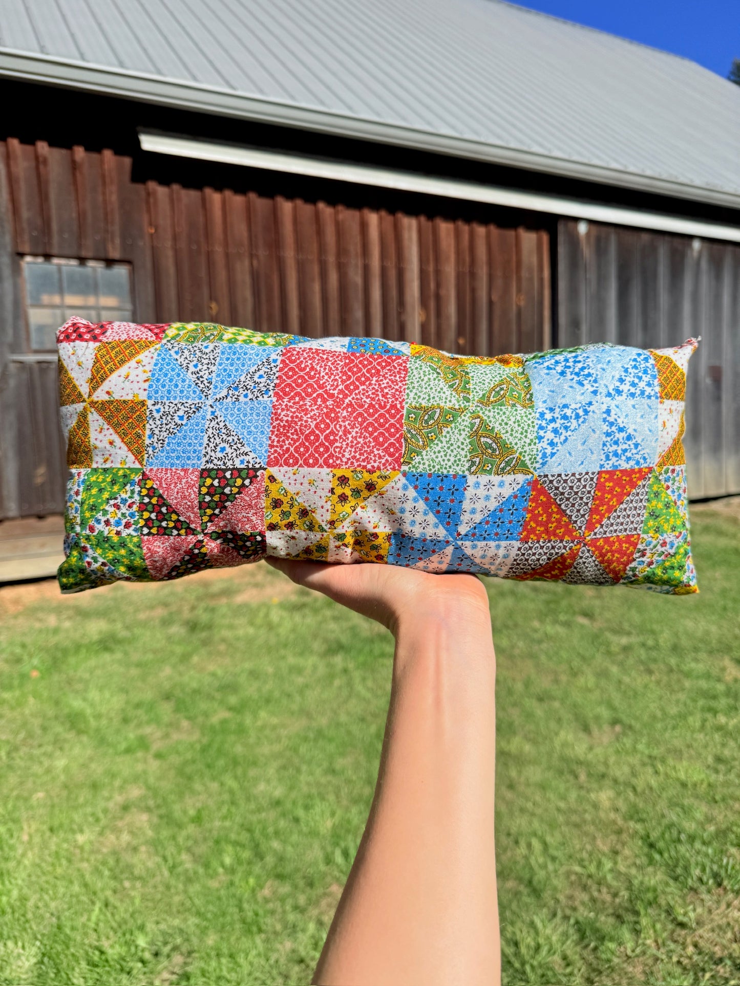 Vintage 1970s Handmade Patchwork Throw Pillows | Set of 2