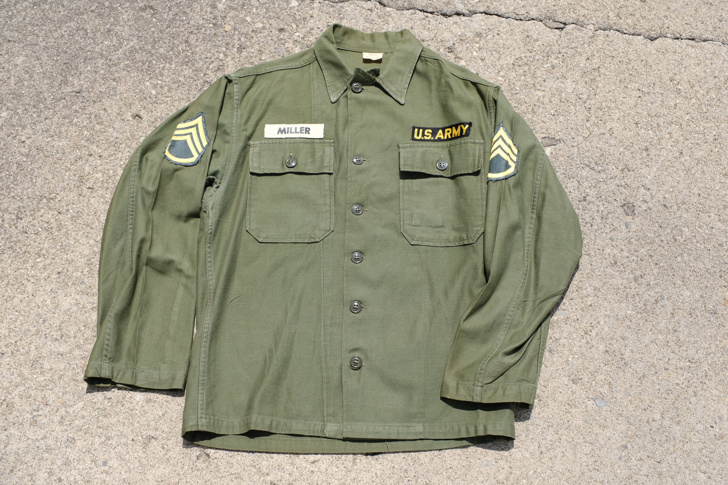 Vintage Vietnam Era U.S. Army Olive Green Button-Up Shirt | "Miller"